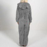 Cozy Gray Fleece One-Piece Pajamas for Women