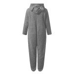 Cozy Gray Fleece One-Piece Pajamas for Women