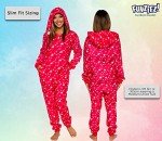 Slim Red Heart Pajamas - Women's Black Onesie