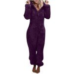 Cozy Purple Sherpa Jumpsuit for Women