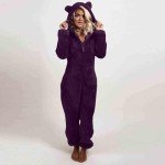 Cozy Purple Sherpa Jumpsuit for Women