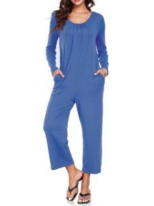 Navy Blue Casual Loose Leg Jumpsuit for Women