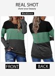 KISSMODA Daily Wear Women Long Sleeve Tops for Women Striped Color Block Sweatshirts Black Green S