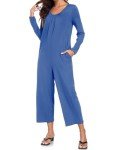 Navy Blue Casual Loose Leg Jumpsuit for Women