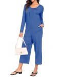 Navy Blue Casual Loose Leg Jumpsuit for Women