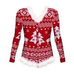 Auwer Women's Christmas Long Sleeve Romper Pajamas
