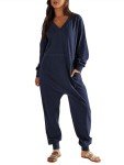 ANRABESS Women's Casual Long Sleeve Jumpsuit - Deep Blue