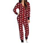 Red Buffalo Plaid Christmas Pajamas Jumpsuit, X-Large