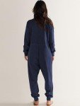 ANRABESS Women's Casual Long Sleeve Jumpsuit - Deep Blue