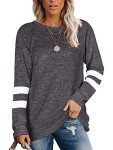 Famulily Crewneck Sweatshirt Women Colorblock Oversized Long Sleeve Pullover T-Shirts Jumper(Dark Gray,L)