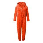 Cozy Orange Halloween Hooded Onesie for Women