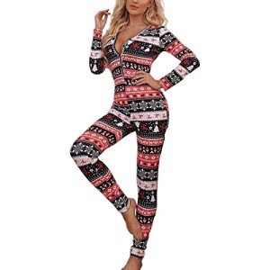 Black Christmas One-Piece Pajamas for Women