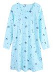 Aqua Star Cartoon Print Long Sleeve Nightgown
