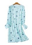 Aqua Star Cartoon Print Long Sleeve Nightgown