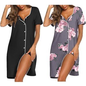Women’s Nursing Nightgowns Button Down 2-Pack