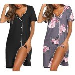 Women’s Nursing Nightgowns Button Down 2-Pack