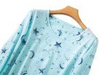 Aqua Star Cartoon Print Long Sleeve Nightgown