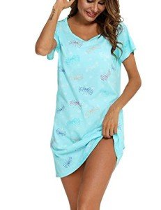 Cotton Butterfly Nightgown for Women, Short Sleeves