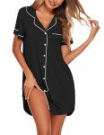 Ekouaer Women's Short Sleeve Button Down Nightgown
