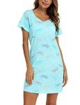 Cotton Butterfly Nightgown for Women, Short Sleeves