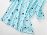 Aqua Star Cartoon Print Long Sleeve Nightgown