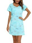 Cotton Butterfly Nightgown for Women, Short Sleeves