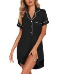 Ekouaer Women's V Neck Short Sleeve Nightgown