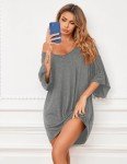 Ekouaer Women's Sexy Grey Pajama Nightshirt