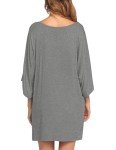 Ekouaer Women's Sexy Grey Pajama Nightshirt