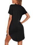 Ekouaer Women's V-Neck Short Sleeve Nightshirt