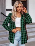 Zeagoo Womens Tartan Plaid Flannel Shirts Roll up Sleeve Casual Boyfriend Button Down Gingham Checkered ShirtGreenMedium