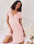 Ekouaer Women's Short Sleeve Pajama Dress Set