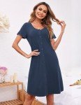 Ekouaer Women's Short Sleeve Pajama Dress Set