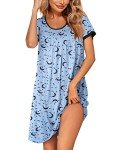 Ekouaer Women's Short Sleep Dress with Moon Stars