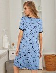 Ekouaer Women's Short Sleep Dress with Moon Stars