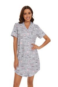 Plus Size Short Sleeve Cotton Nightshirt for Women