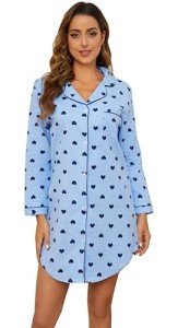 Cozy Blue Plaid Flannel Sleepshirt for Women