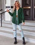 Zeagoo Womens Tartan Plaid Flannel Shirts Roll up Sleeve Casual Boyfriend Button Down Gingham Checkered ShirtGreenMedium