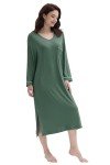 Cozy Olive Bamboo Viscose Nightshirt for Women