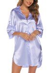 Lavender Satin Nightgown with 3/4 Sleeves
