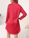 Silk Button Down Nightgown for Women - Red