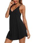 Soft Black V-Neck Sleeveless Pajama Dress for Women