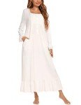 YARISNEY Women's Vintage Square Neck Nightgown