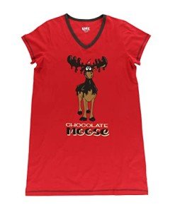 Funny V-Neck Women's Nightgown with Moose Design