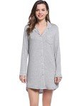 Amorbella Women's Plus Size Button-Up Sleep Shirt