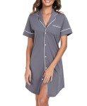 Womens Short Sleeve Cotton Nightgown Pajama Dress
