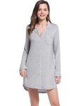Amorbella Women's Plus Size Button-Up Sleep Shirt