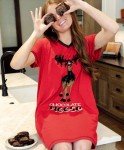 Funny V-Neck Women's Nightgown with Moose Design