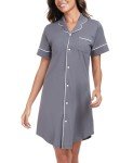 Womens Short Sleeve Cotton Nightgown Pajama Dress