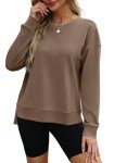 Jescakoo Sweaters for Women Fall Clothing Trendy 2024 Long Sleeve Shirt Womens Tops Workout Light Crewneck Sweatshirt Casual Outfit Winter Coffee L
